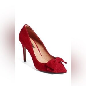 Halogen Red Pointed-Toe Bow Stiletto Pumps